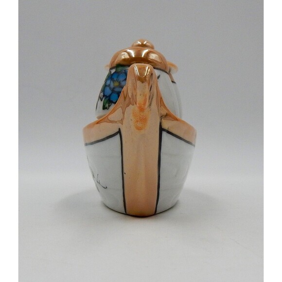 Lustreware Condiment Set Salt Pepper Mustard Jar Boat Peach White Floral Canoe - Picture 4 of 12